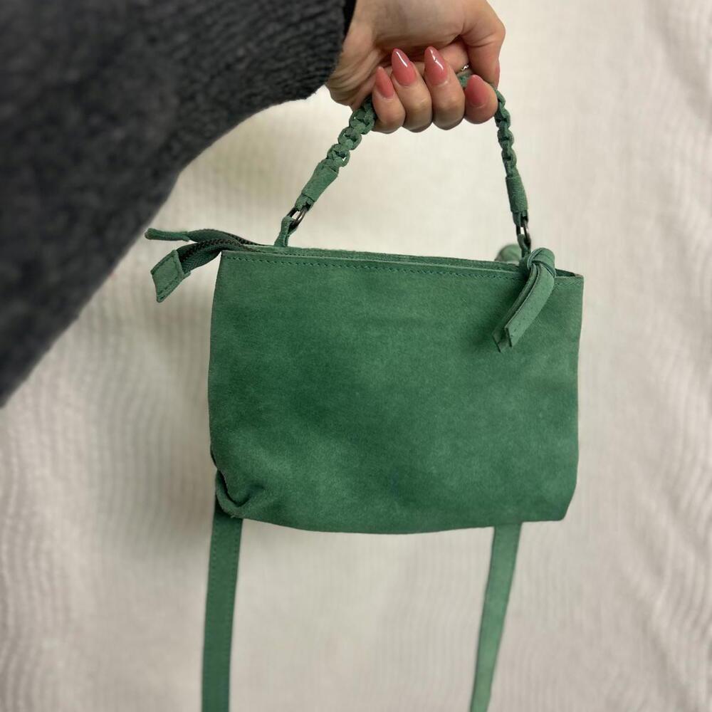 Free People Green Suede Mini Purse Small Shoulder Bag Boho Chic Crossbody Soft